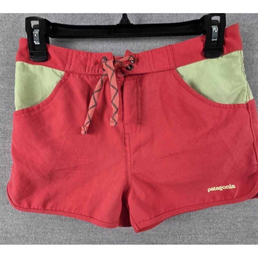 Patagonia Shorts Girls 12 Board Swim Trunks Coral Elastic Drawstring Waist